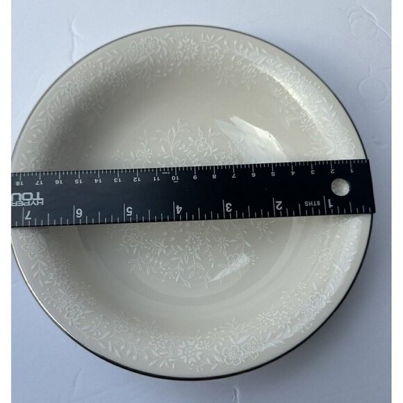 Noritake Affection Soup Salad‎ Bowl 7” Vintage Ivory Floral Silver Trim 7192 - Picture 4 of 5